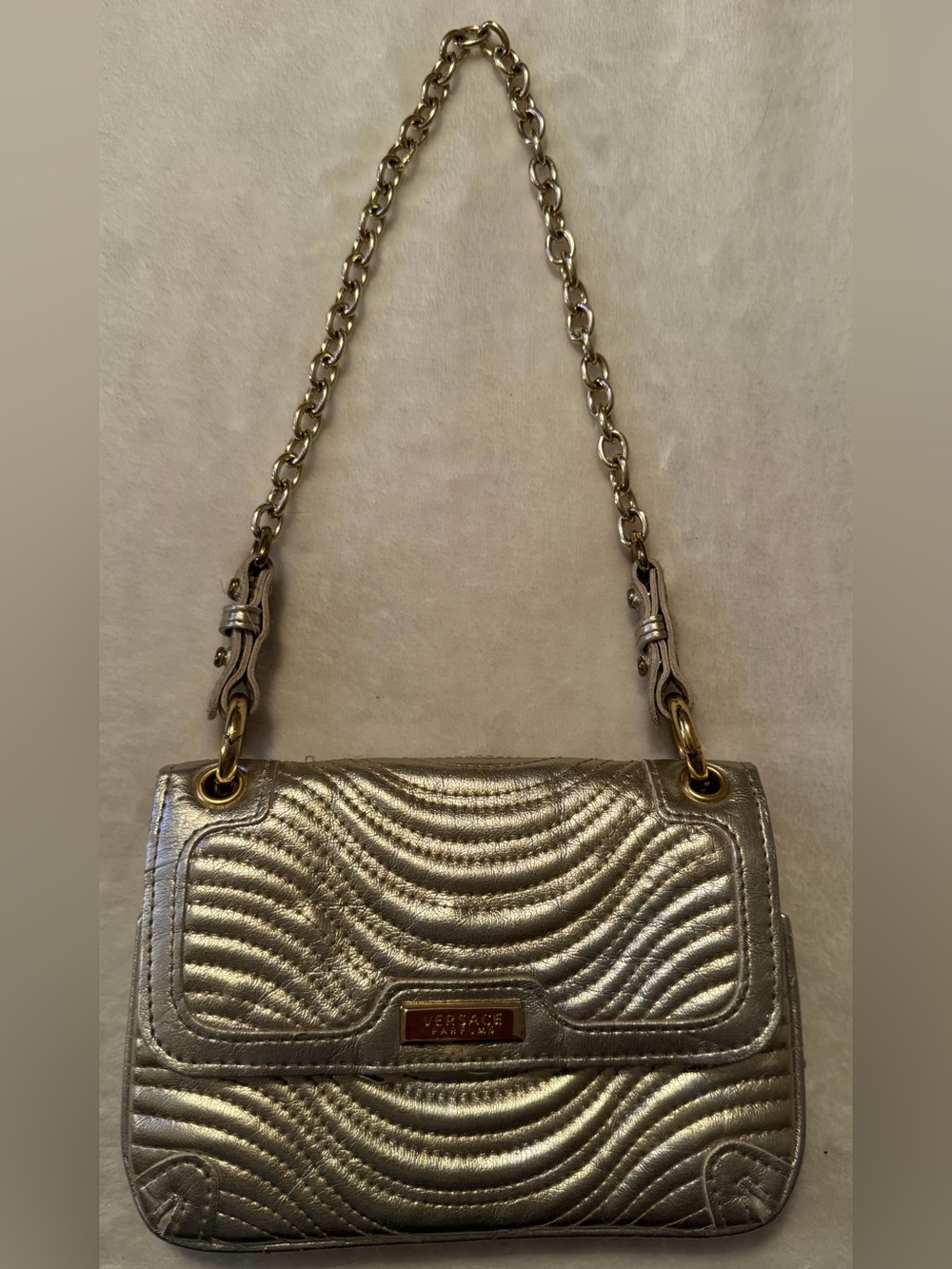 Versace Parfums Metallic Quilted Chain handbag *See Description*